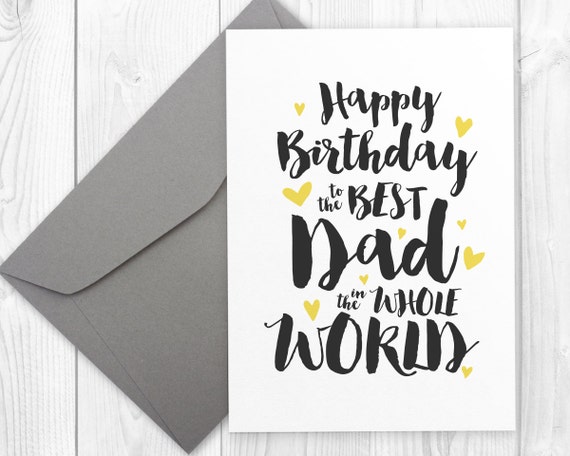 Printable Happy Birthday card for the best dad in the whole | Etsy