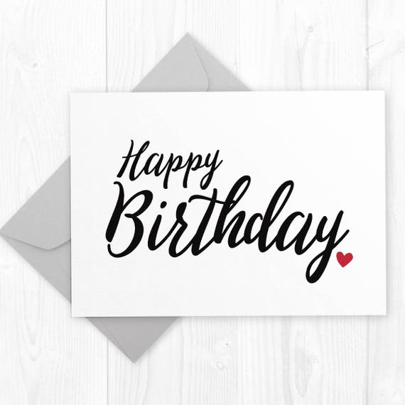 Happy Birthday Printable Card Simple Happy Birthday Card Etsy