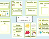 Cute Insects Themed Classroom Calendar for Pre-k and Kindergarten
