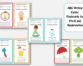 ABC Write and Erase Cards for Pre-k and Kindergarten,  Flashcards, Images, Posters, Writing Game for Children, Kids
