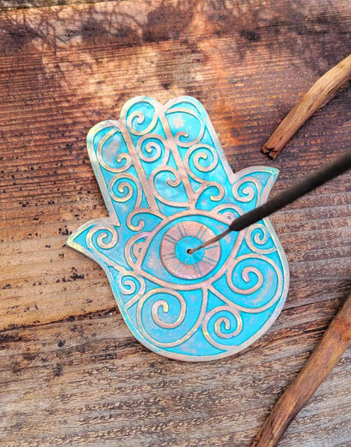 Hamsa Hand Incense Burner Concrete Celestial Incense Holder Etsy