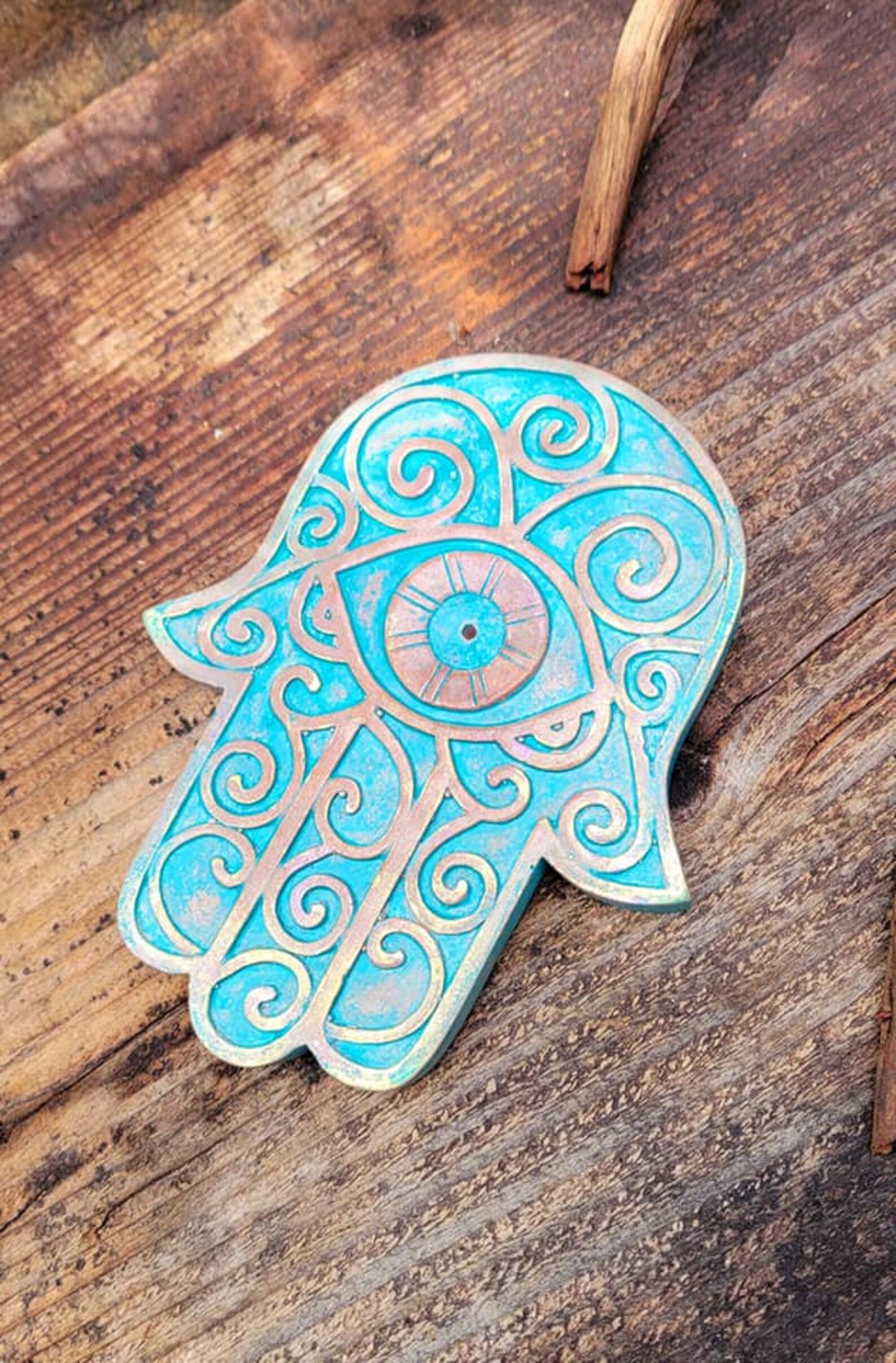 Hamsa Hand Incense Burner Concrete Celestial Incense Holder Etsy