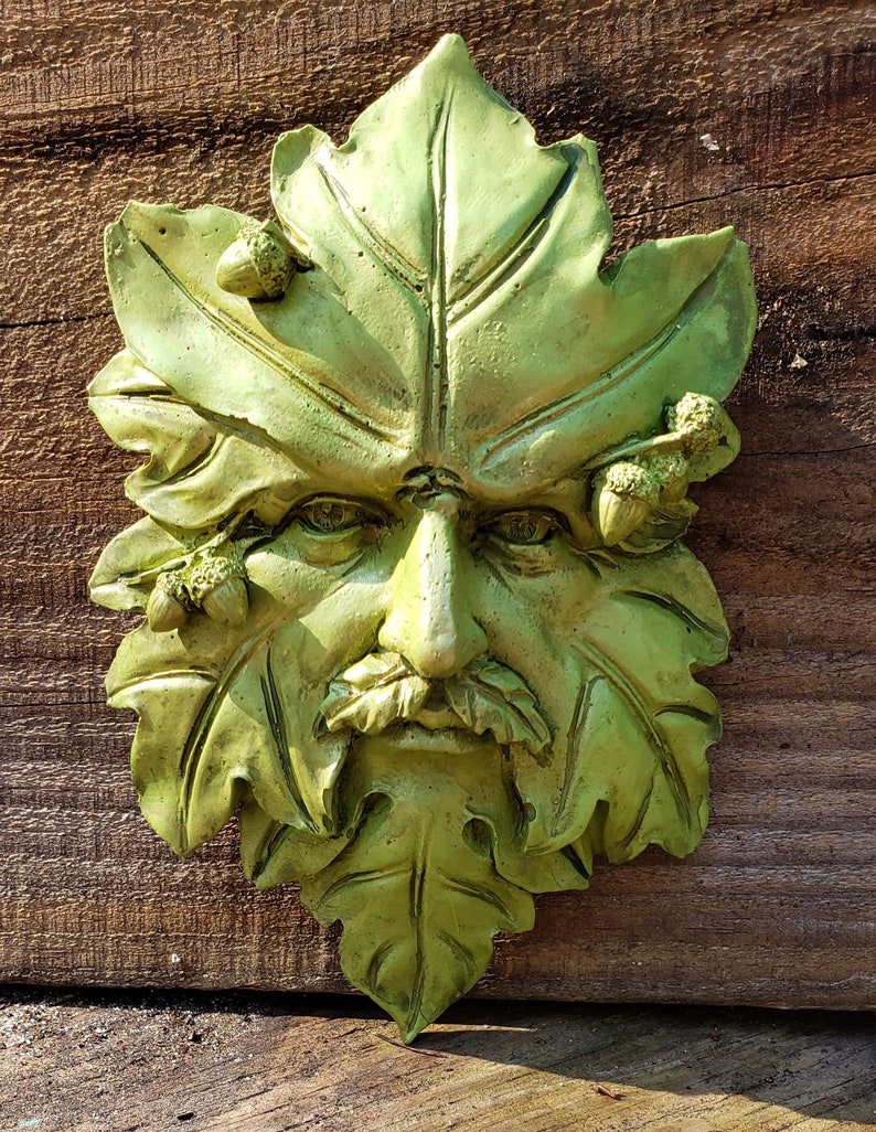 Green Man Wall Hanging Green Man Wall Statue Green Man Etsy
