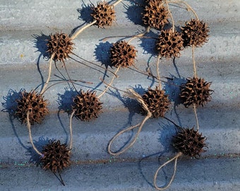 10 drilled Sweet Gum Balls , sweet gum balls for fall garland, DIY sweet gum garland, DIY fall garland DIY woodland wedding upcycled witchy