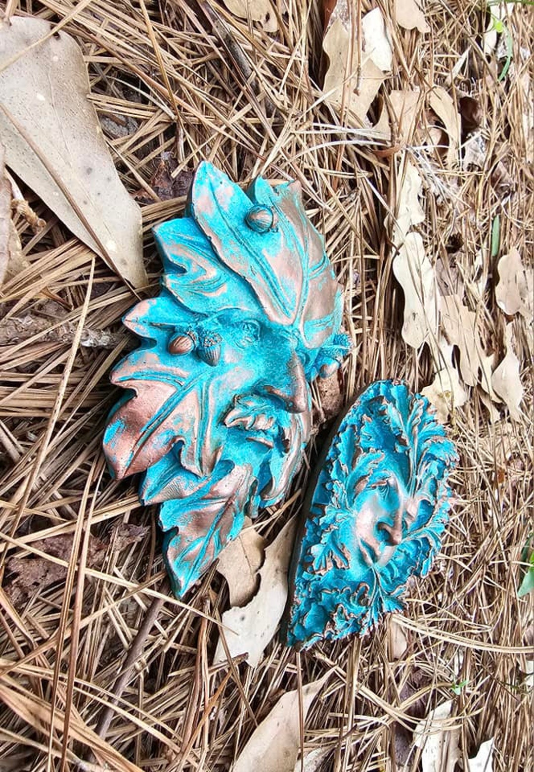 Bronze Green Man Wall Hanging, Green Man Wall Statue, Green Man Hanging