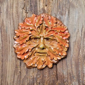 Autumn green man wall hanging, green man wall statue, green man hanging mask, green man face, green man mask, green man garden fall ornament