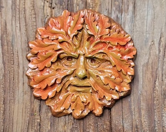 Handgemachte Green Man Wanddekoration | Skurrile Wohnkultur | DIY Paintable Statue Auswahl skulpturalen Wandkunst Waldgeist