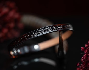 Discreet 1/2 Inch Leather Choker, Baroque Embossed Design, BDSM Collar, Pet Play Collar, DDLG Collar, Submissive Collar, Sub Collar, Mature