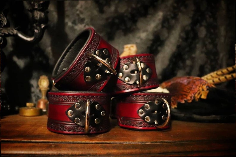 Leather Bdsm Wrist and Ankle Cuff Set/ Submissive Cuff Set/bondage Set ...