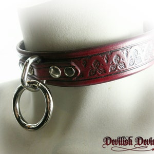 Discreet Leather Triquetra Training Collar/Day Collar/1 inch/Submissive/O Ring/Choker/Ddlg Collar/Slave Collar/Bondage Collar/Petplay/Mature
