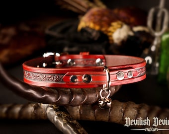 Handgefertigtes Leder-BDSM-Glockenhalsband – Gothic-Glockenchoker – mit optionalem Verschluss