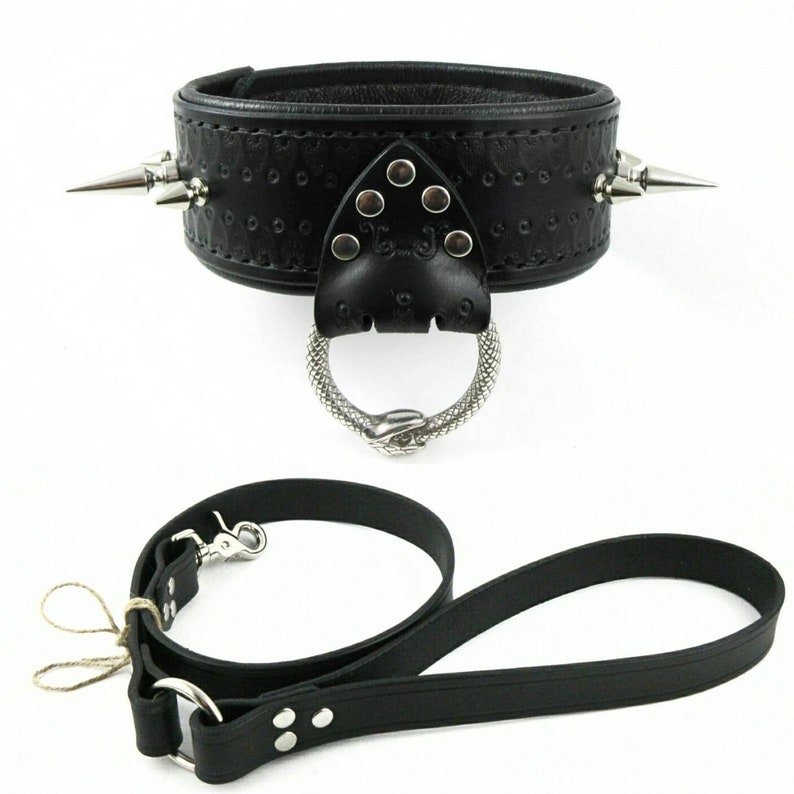 Punk Goth Leather Bondage Collar O Round Choker Necklace BDSM Slave Collar