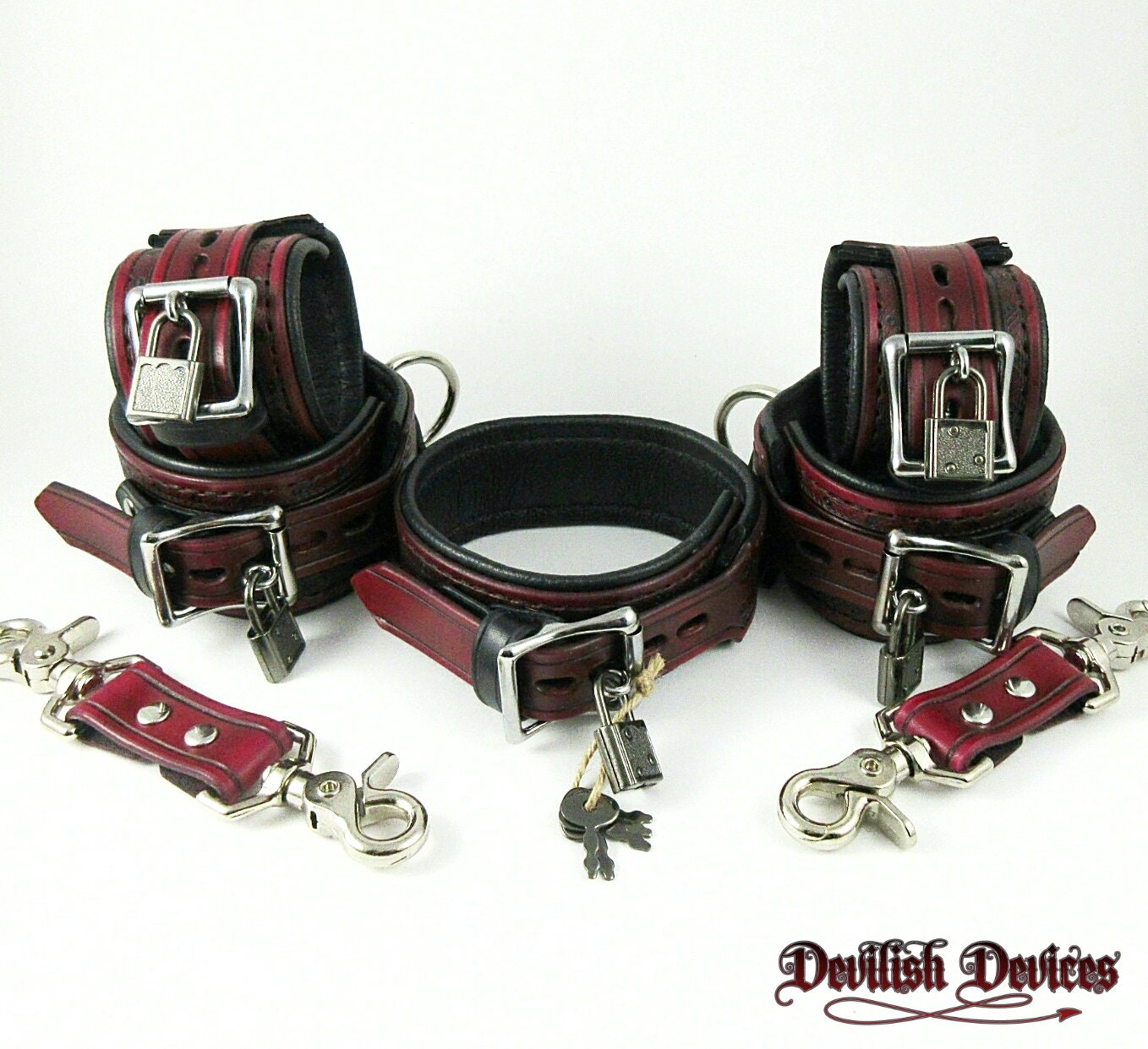 Leather BDSM Collar and Cuff Set/submissive Gear/bondage Gear/slave Set ...
