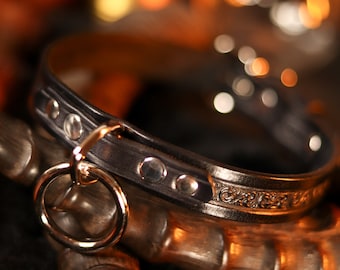 Leather BDSM Slave Training Collar, Submissive Day Collar, Drop Ring Collar, Consideration Collar, DDLG Collar, BDSM Toys, Kink Gear, Mature