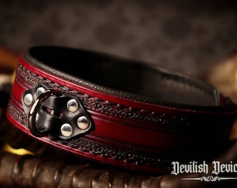 Handgefertigtes Lederhalsband für BDSM-Sklaven: Keltisches Knotenmuster – Individuell gefertigtes gotisches Choker-Halsband – mit optionalem Verschluss