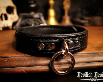 Leather BDSM Minimalist Play Collar, Pet Play Collar, Slave Collar, Submissive Collar, Bondage, Protection Collar, Sub Collar, Mature, Kink