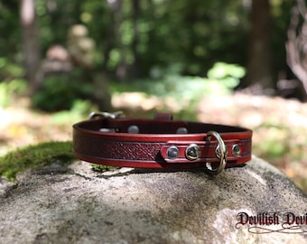 BDSM Leather Floral Knot Day Collar, Discreet, Leather Choker, Submissive, Bondage, Sub Collar, Slave, Mature, 3/4 inch, Locking Buckle