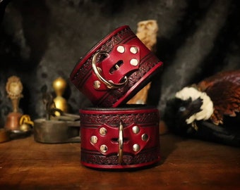 BDSM Leather Wrist Cuffs, Slave Cuffs, Bondage Cuffs, Submissive Cuffs, Sub Cuffs, Ddlg, Fetishwear, Mature, Petplay, Handcuffs, Manacles