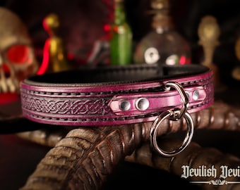 Leather BDSM Celtic Knot Play Collar, Submissive Collar, Slave Collar, Pet Play Collar, Bondage Collar, Day Collar, BDSM gear, Mature