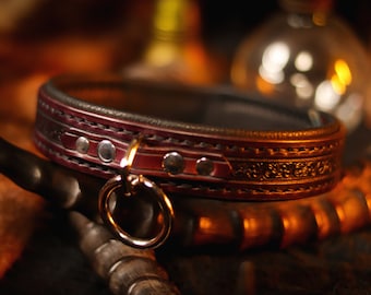 Leather BDSM Play Collar, Sub Collar, Submissive, Slave Collar, Bondage Collar, Formal Collar, O Ring Collar, Fetish Collar, Mature, Kink