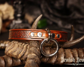 Discreet Leather BDSM Choker/Day Collar/Viking Knot/Norse/Slave/Submissive/Sub/Bondage/PetPlay/DDLG/Mature/Halter Ring/Locking Collar/Fetish