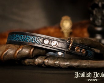 Leather BDSM Filigree Day Collar, Submissive Collar, Ddlg Collar, Petplay Collar, Sub Collar, Bondage Collar, Mature