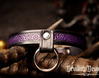 Leather BDSM Filigree Training Collar/Discreet Day Collar/PetPlay Collar/Submissive Collar/Gothic Choker/Ddlg Collar/O Ring/BDSM Gear/Mature