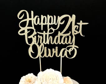 Any Number! Glitter Personalized Happy Birthday Cake Topper, glitter birthday cake topper, 21st birthday cake topper, Any Number