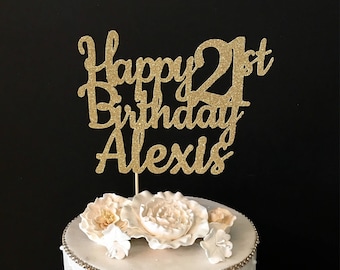 Any Number! Glitter Personalized Happy Birthday Cake Topper, glitter birthday cake topper, 21st birthday cake topper, Any Number