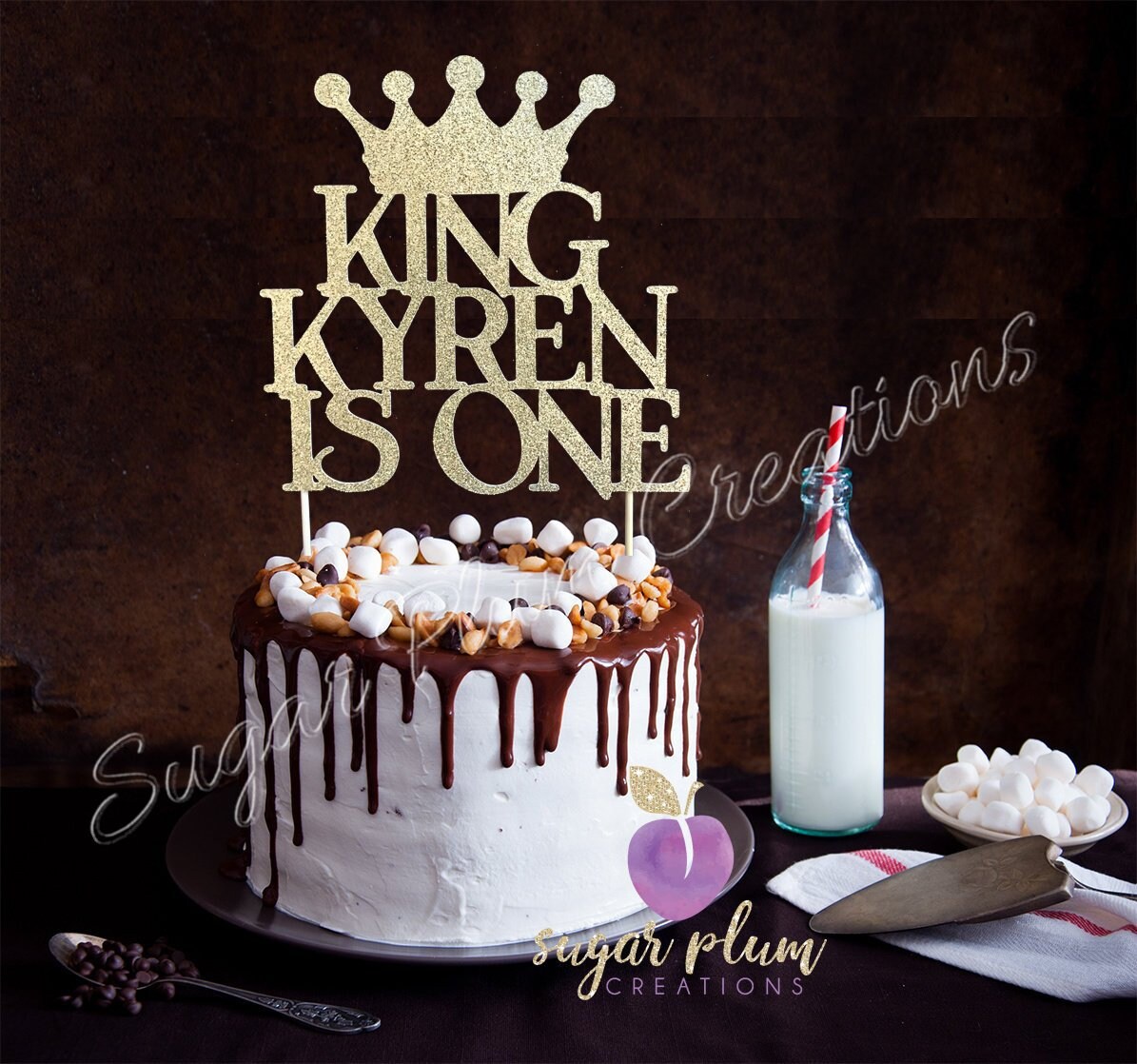 Any Name Gold Glitter Personalized King Cake Topper First Etsy