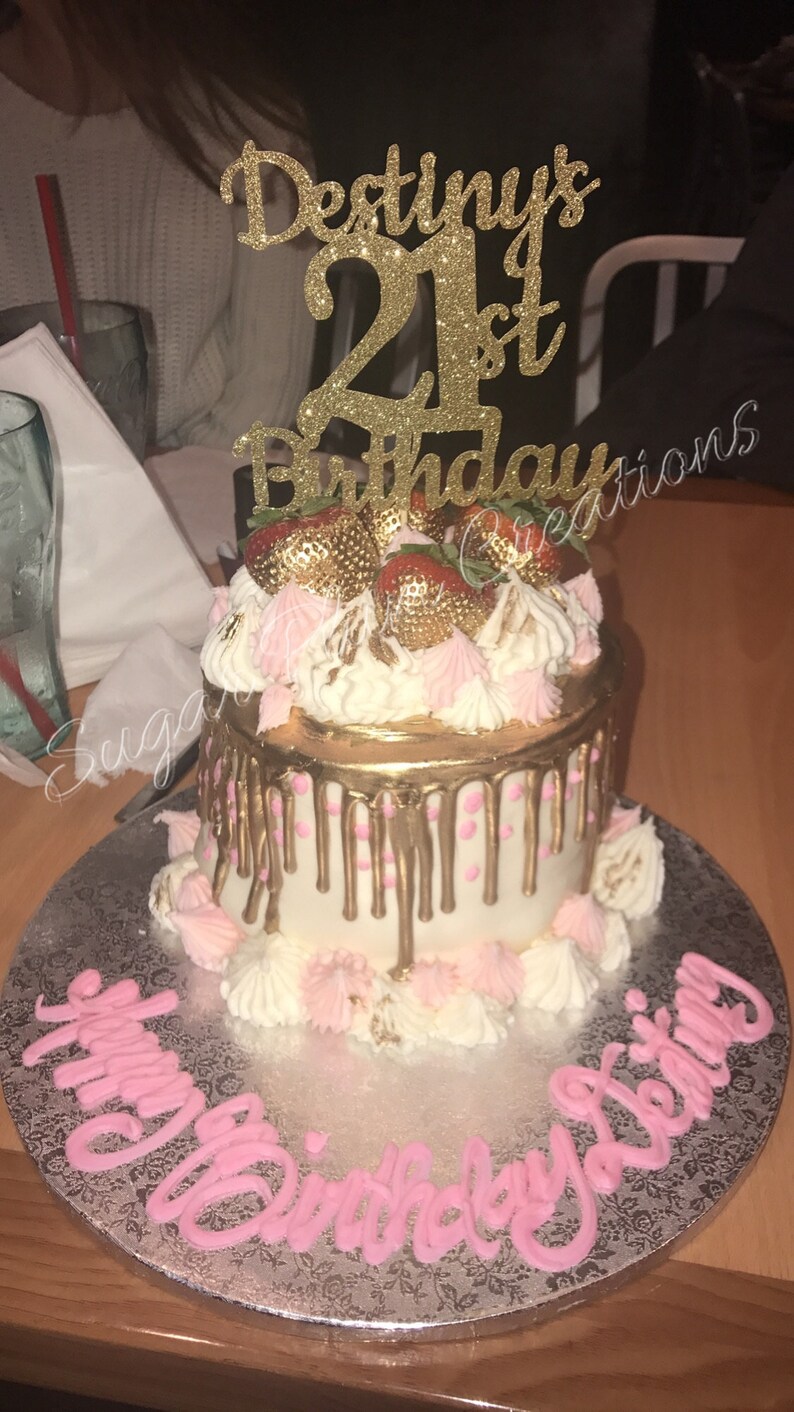 ANY NAME & NUMBER Gold Glitter 21st Birthday Cake Topper 21 | Etsy