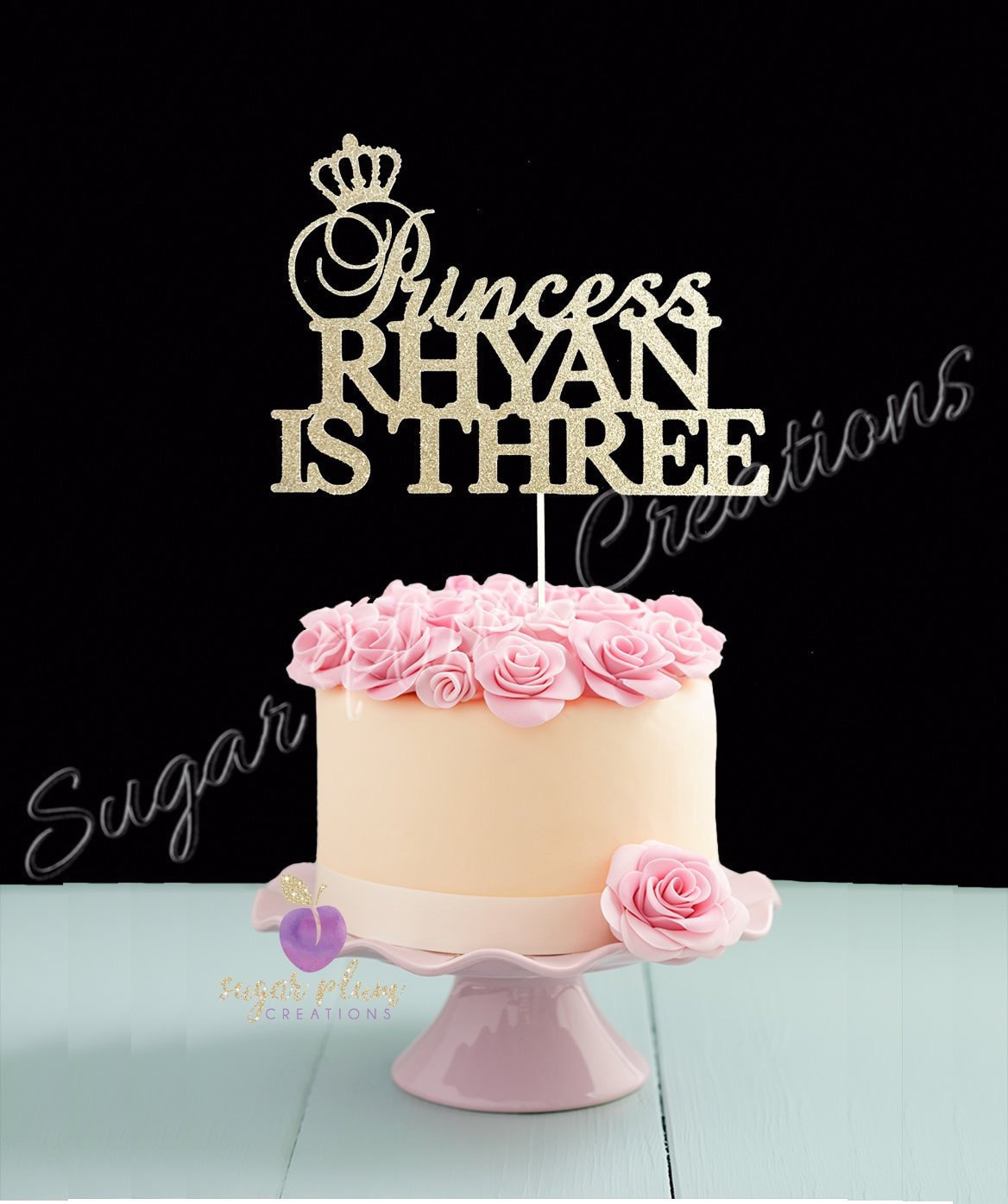 Princess Birthday Cake Topper Personalised Girl Custom Glitter Cake Topper 1st Princess Birthday Cake Topper Personalised Girl Custom Glitter Cake Topper 1st