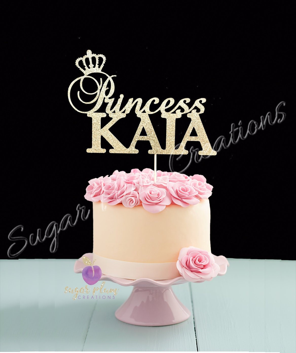 Princess Birthday Topper, Gold Princess Cake Topper, First birthday c…