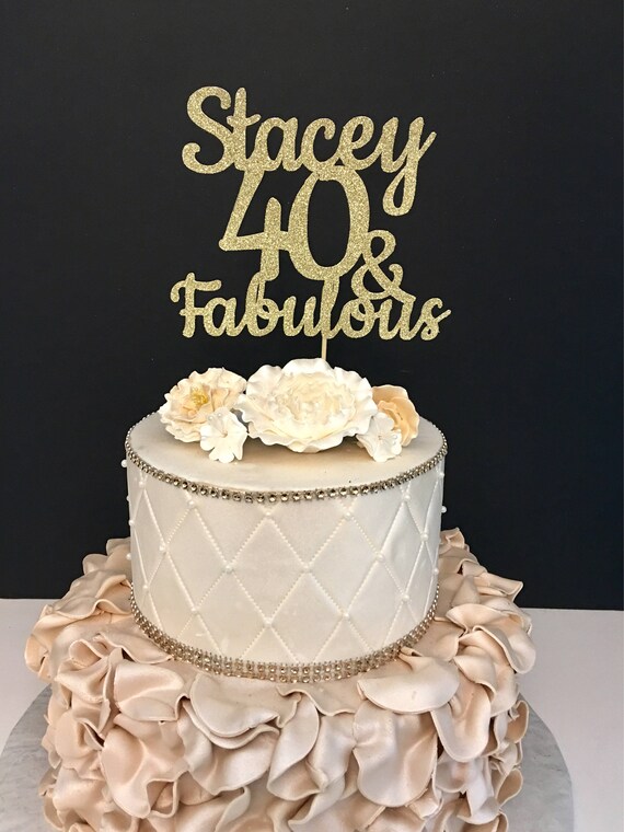 ANY NAME & NUMBER Gold Glitter 30th Birthday Cake Topper 30