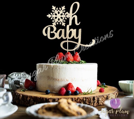 Sugar Plum Creations Oh Baby Snowflake Cake Topper Gold