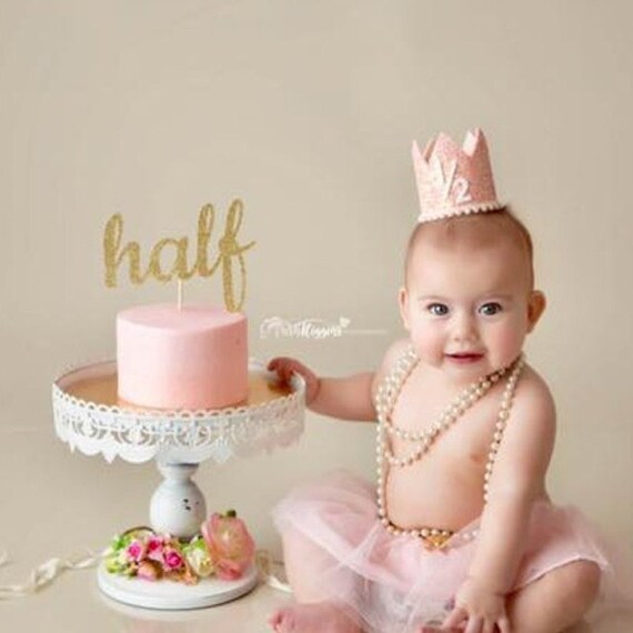 Half Cake Topper 1 2 Cake Topper 6 Month Birthday Cake Etsy