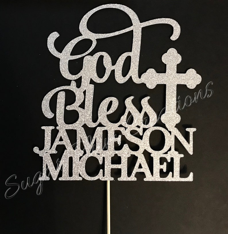 Personalized God Bless Cake Topper Baptism Cake Topper - Etsy