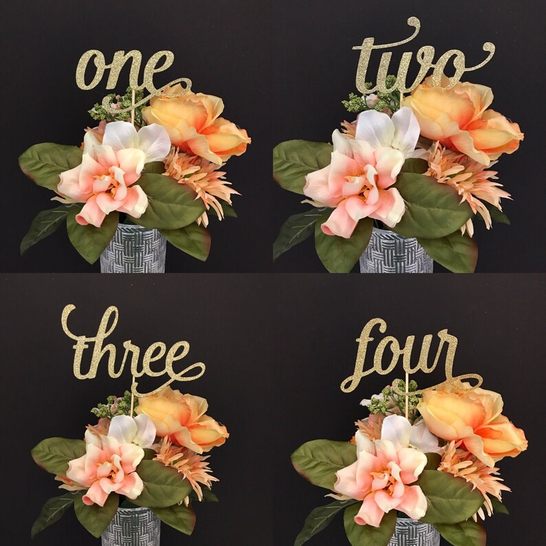 Table Number Centerpieces Number Centerpieces Gold Glitter Etsy