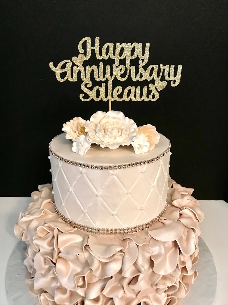 Any Name Anniversary Cake Topper Wedding Anniversary Cake Etsy