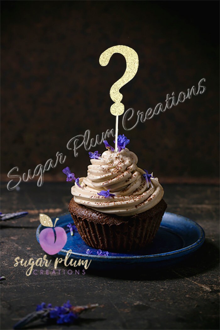 Set of 12 Question Mark Cupcake Topper Gender Reveal Cupcake Etsy