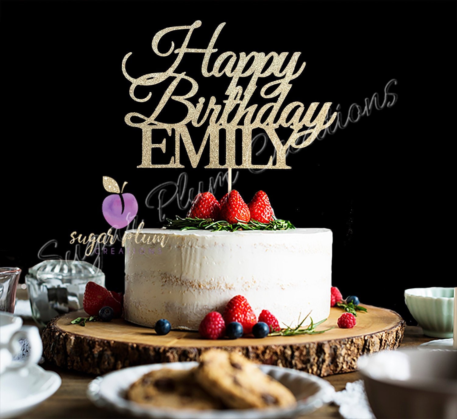 Any Name Happy Birthday Cake Topper Gold Glitter Etsy Any Name Happy Birthday Cake Topper Gold Glitter Etsy
