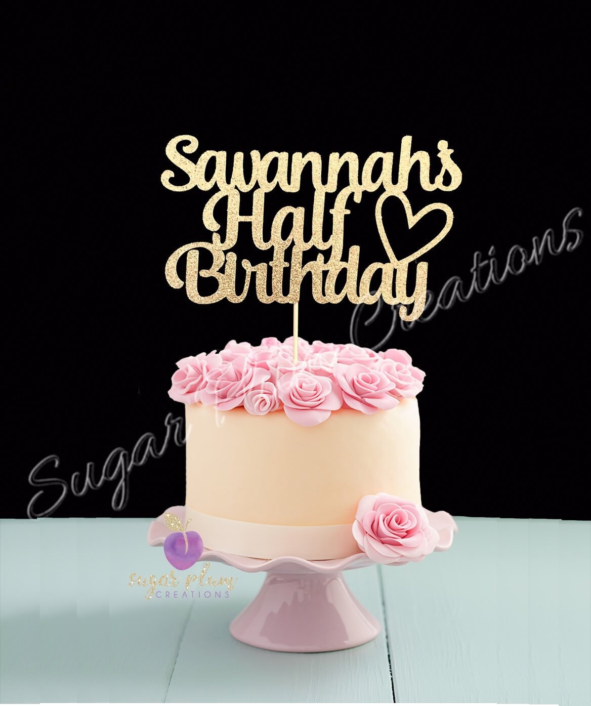 Personalized Half Cake Topper 1 2 Birthday Cake Topper 6 Etsy