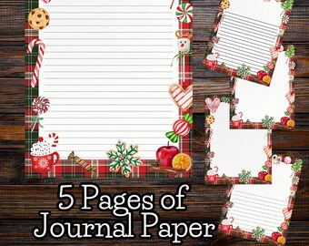 Merry Christmas Newsletter Stationary Set | Holiday Letter Writing Paper | Bullet Journal | Lined Loose Leaf Paper | Dot Grid Journal