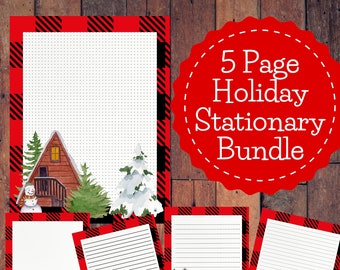 Holiday Newsletter Lined Writing Paper | Letter To Santa | Christmas Notebook Bullet Journal | Printable Stationary Set | Digital Paper Pack