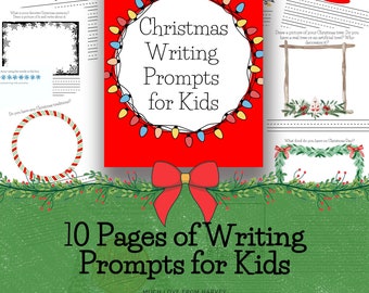 Kids Christmas Creative Writing Prompts, Kids Worksheets, Guided Journal Prompts, 1st Grade Handwriting, 2nd Grade Homeschooling Busy Binder