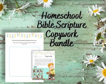 Adorable Bible Scripture Copywork, Bible Verse Memory, Christian Homeschool Worksheets, Morning Basket Copywork