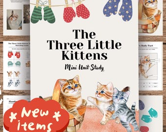 Three Little Kittens Homeschool Unit Study Scavenger Hunt Memory Matching Game Copy work Pages Charlotte Mason Busy Book Teacher Resources