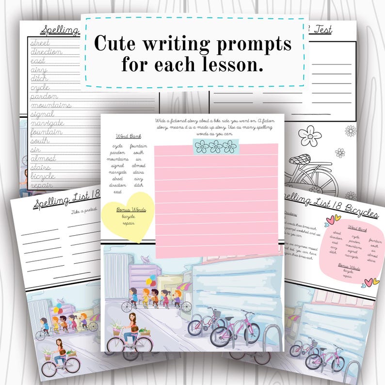 Third Grade Homeschool Spelling Printable Worksheets for Kids Busy Book Homeschooling Quiet Book Charlotte Mason Creative Writing Prompts image 7