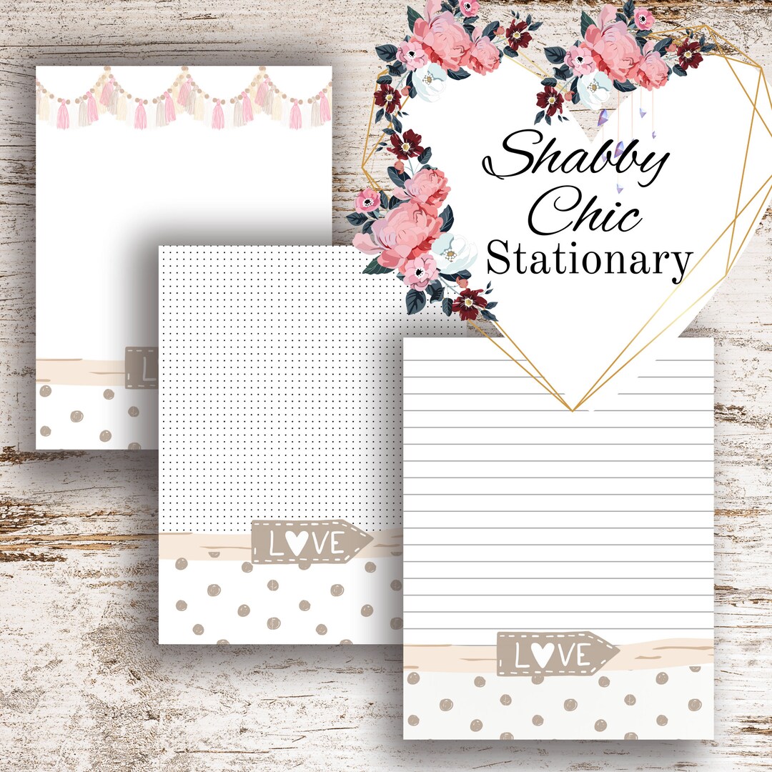 Floral Stationary Digital Paper Pack Dot Grid Journal Cute Memo Pad
