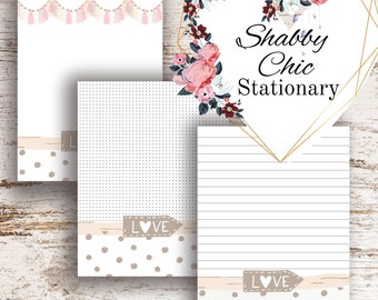 Floral Stationary | Digital Paper Pack | Dot Grid Journal | Cute Memo Pad | Writing Pad Lined | Notepad Download | Bullet Journal Pages